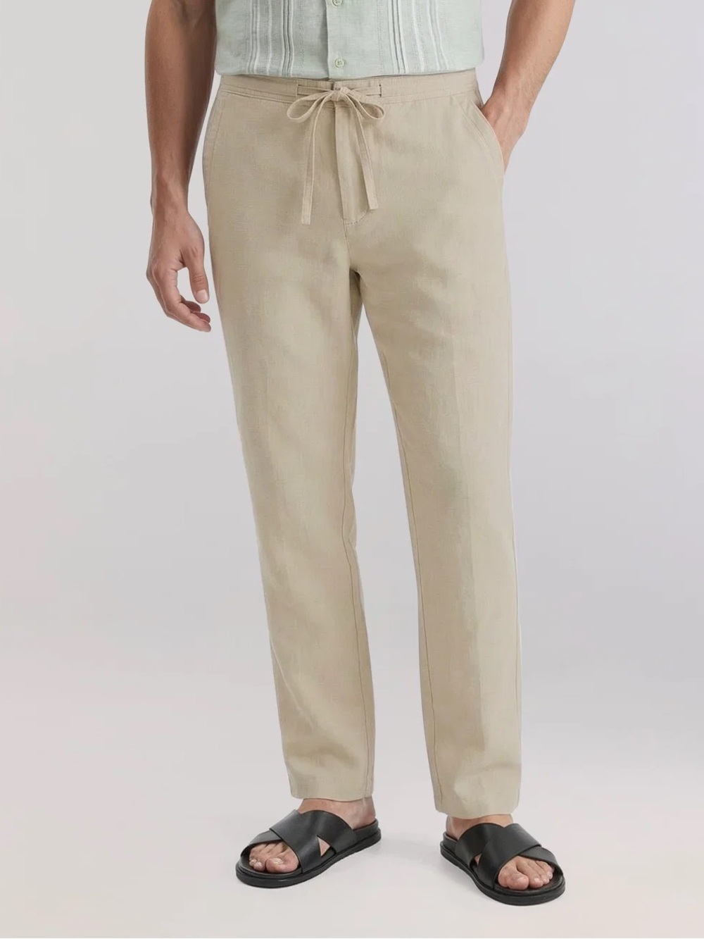 LINEN-BLEND CORE DRAWSTRING PANTS